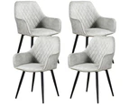 Rosy Set of 4 Dining Chair Fabric Upholstered Seat Metal Leg - Beige