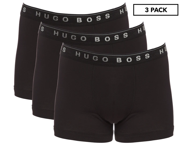 Hugo Boss Men's Pure Cotton Fine Rib Boxer Briefs 3-Pack - Black ...