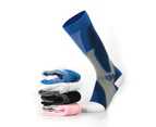 Running Athletic Men Women Color Block Stretch Compression Socks Long Stockings-White
