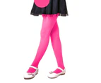 Kids Girls Candy Color Tights Pantyhose Ballet Dance Leggings Hosiery Stockings-Rose Red