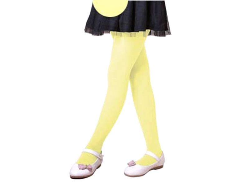 Kids Girls Candy Color Tights Pantyhose Ballet Dance Leggings Hosiery Stockings-Bright Yellow