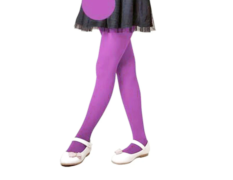 Kids Girls Candy Color Tights Pantyhose Ballet Dance Leggings Hosiery Stockings-Purple