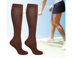 Women Solid Color Sports Compression Stockings Cycling Running Knee Length Socks-Navy Blue