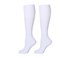 Women Solid Color Sports Compression Stockings Cycling Running Knee Length Socks-Coffee