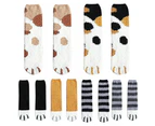 6 Pairs Winter Stocking Fuzzy Cat Paw Coral Fleece Cozy Extra Thick Mid-calf Length Long Socks for Sleeping