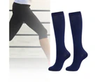 Women Solid Color Sports Compression Stockings Cycling Running Knee Length Socks-Black