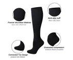 Women Solid Color Sports Compression Stockings Cycling Running Knee Length Socks-Black