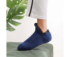 1 Pair Slipper Sock Comfortable Fine Craftsmanship Breathable Large Size Winter Lazy Sock Shoes for Home-Navy Blue