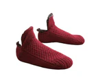 1 Pair Slipper Sock Comfortable Fine Craftsmanship Breathable Large Size Winter Lazy Sock Shoes for Home-Wine Red