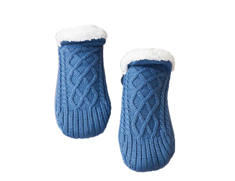 1 Pair Slipper Sock Comfortable Fine Craftsmanship Breathable Large Size Winter Lazy Sock Shoes for Home-Blue