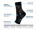Sports Socks Moisture-wicking Fabric Sweat Absorption Ankle Protection Anti-fatigue Compression Socks Foot Fitness Supply-Black