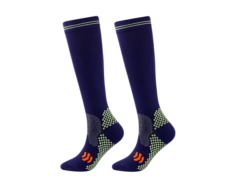 1 Pair Training Socks High Elasticity Bouncy Good Breathability Foot Protector Unisex Running Compression Socks Stockings for Sport-Dark Blue