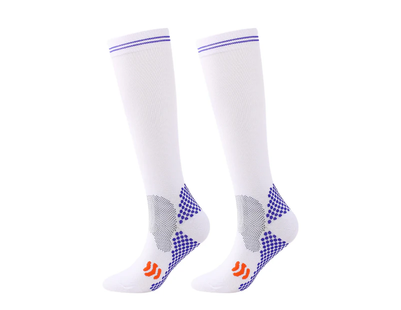 1 Pair Training Socks High Elasticity Bouncy Good Breathability Foot Protector Unisex Running Compression Socks Stockings for Sport-White