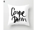 Letter Flower Geometric Pattern Throw Pillow Case Cushion Cover Home Sofa Decor-6 White Caipe Diem