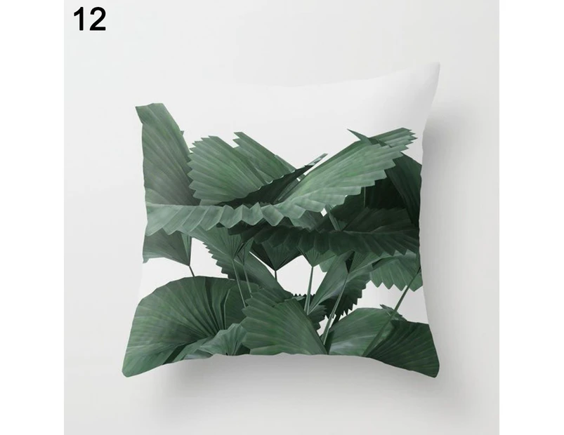 Letter Flower Geometric Pattern Throw Pillow Case Cushion Cover Home Sofa Decor-12 Green Leaves