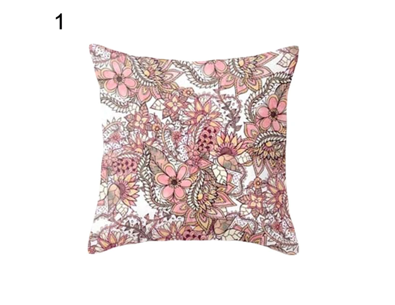 Decorative Throw Pillow Case Geometric Striped Flower Home Sofa Cushion Cover-1#