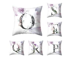Flower A-Z Letters Throw Pillow Case Sofa Bed Cushion Cover Home Cafe Car Decor-E