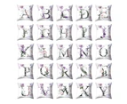 Flower A-Z Letters Throw Pillow Case Sofa Bed Cushion Cover Home Cafe Car Decor-C