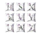 Flower A-Z Letters Throw Pillow Case Sofa Bed Cushion Cover Home Cafe Car Decor-B