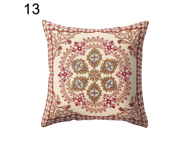 Retro Mexico Style Symmetrical Colorful Flower Waist Cushion Pillow Case Decor-13#