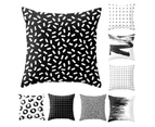 Modern Black and White Geometric Print Cushion Cover Sofa Decor Pillow Case-2#