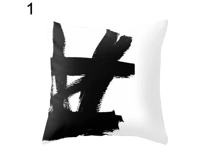 Modern Black and White Geometric Print Cushion Cover Sofa Decor Pillow Case-1#