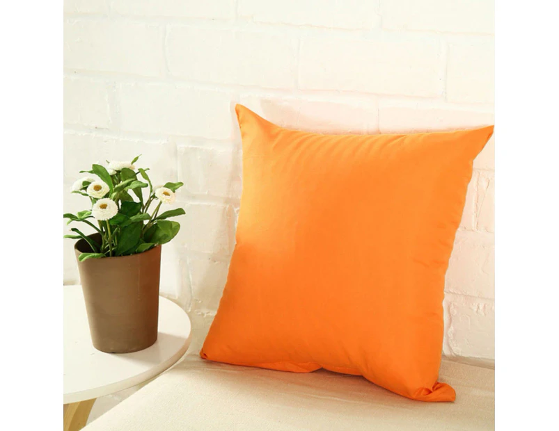 Plain Solid Color Throw Pillow Case Home Sofa Linen Cotton Square Cushion Cover-Orange