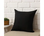 Plain Solid Color Throw Pillow Case Home Sofa Linen Cotton Square Cushion Cover-Blue