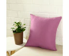 Plain Solid Color Throw Pillow Case Home Sofa Linen Cotton Square Cushion Cover-Purple