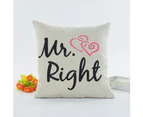 Mr Mrs Right Letters Pillow Case Sofa Double Heart Cushion Cover Home Decor-2#