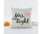 Mr Mrs Right Letters Pillow Case Sofa Double Heart Cushion Cover Home Decor-2#