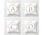 Flower Floral Letter Throw Pillow Case Sofa Bed Home Car Decor Cushion Cover-H