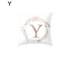 Flower Floral Letter Throw Pillow Case Sofa Bed Home Car Decor Cushion Cover-Y