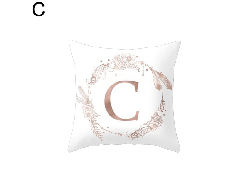 Flower Floral Letter Throw Pillow Case Sofa Bed Home Car Decor Cushion Cover-C