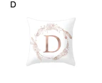 Flower Floral Letter Throw Pillow Case Sofa Bed Home Car Decor Cushion Cover-D