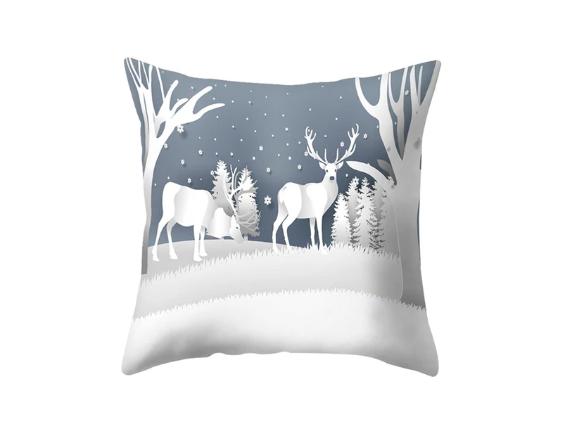 Centaurus Store Cushion Cover Snowflake Christmas Tree Elk Letters Decoration Polyester Cartoon Cushion Case-10#