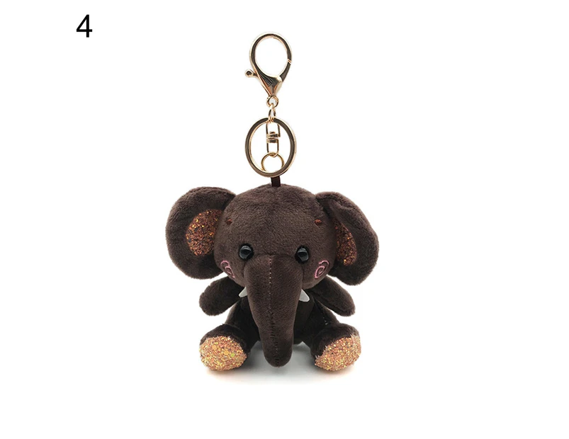 Mini Elephant Plush Stuffed Doll Pendant Keychain Key Chain Holder Bag Decor-Dark Grey