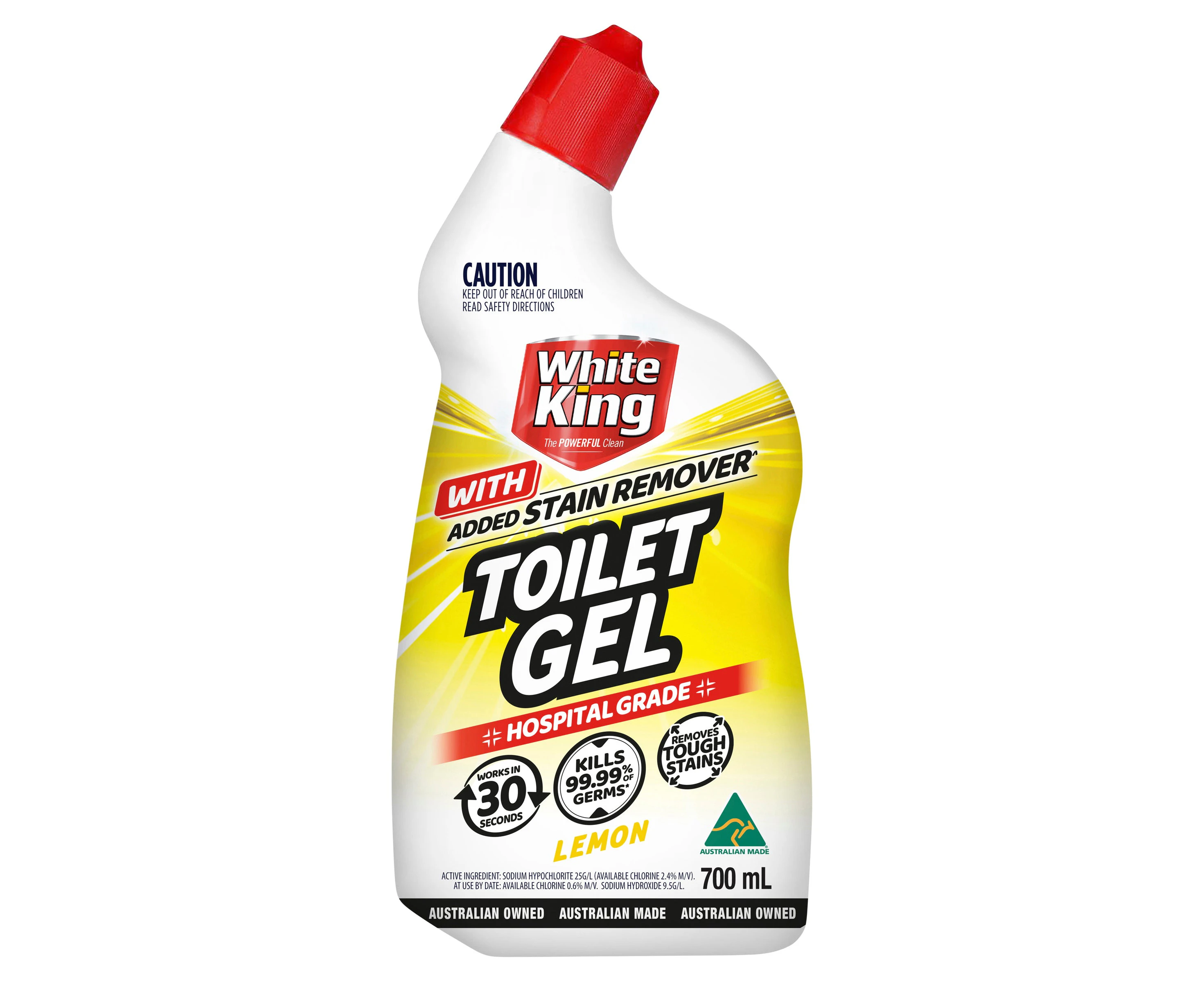 White King Toilet Gel with added Stain Remover Lemon 700ml