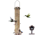 Bird Feeder for Outside, Finch Feeder w/4 Feeding Ports, Stainless Steel Hanging Wild Bird Feeders for Garden Backyard Outdoor Decoration Attracting Birds(