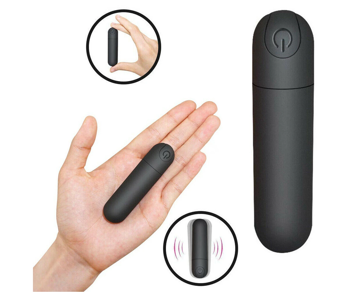 USB 10 Vibration Frequency Vibrator Waterproof Massager Women G Spot Sex Toy-Black