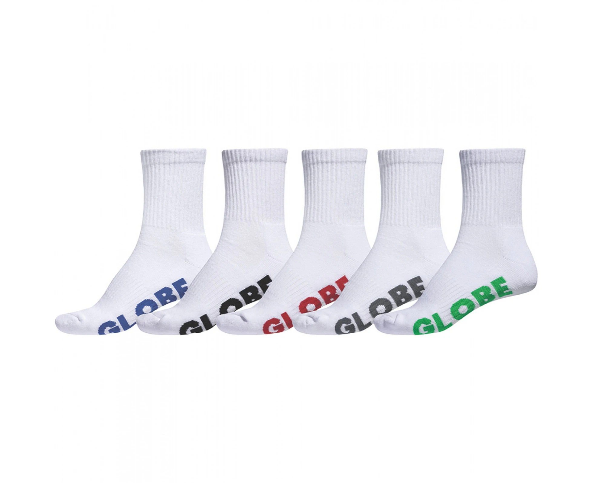 Globe Youth Socks Crew Stealth 5pk White US 2-8 - White