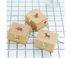 Animal/Tower/Sailboat Design Carved Mini Wooden Music Box Kids Birthday Gift-1#