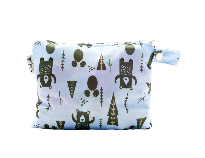 Small Waterproof Wet Bag with Zip 19 x 16cm - Forest Bear Design