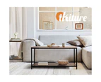 Oikiture Coffee Table Side Table Storage Rack Shelf 2-Tier Industrial Furniture - Brown