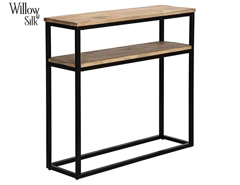 Willow & Silk 90x26x80cm Mango Wood Console Table - Natural/Black