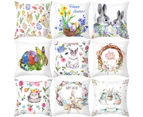 Easter Bunny Pillow Cover Cartoon Pillowcase Sofa Cushion Office Home Decor Gift-#13