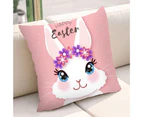 Bunny Easter Print Pillowcase Rabbit Sofa Cushion Protective Cover Decor Gift-#10