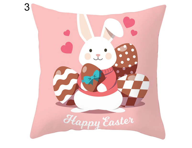 Bunny Easter Print Pillowcase Rabbit Sofa Cushion Protective Cover Decor Gift-#3