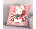 Bunny Easter Print Pillowcase Rabbit Sofa Cushion Protective Cover Decor Gift-#8