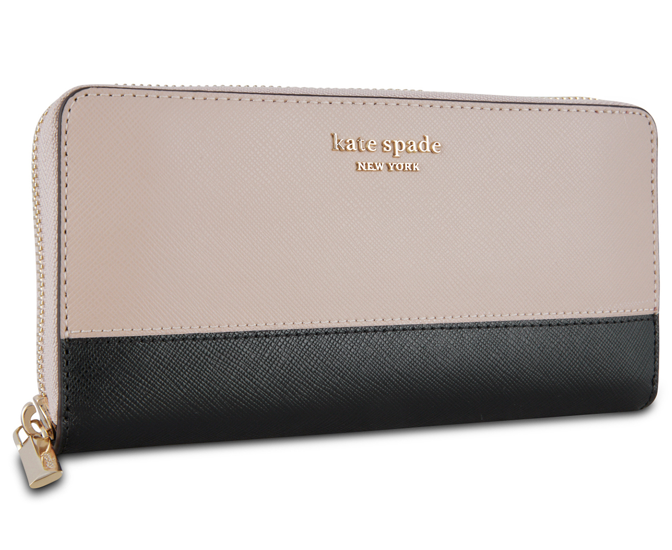 Kate Spade Spencer Zip-Around Continental Wallet - Warm Beige/Black |  